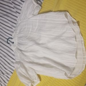 Bubble sleeve striped blouse